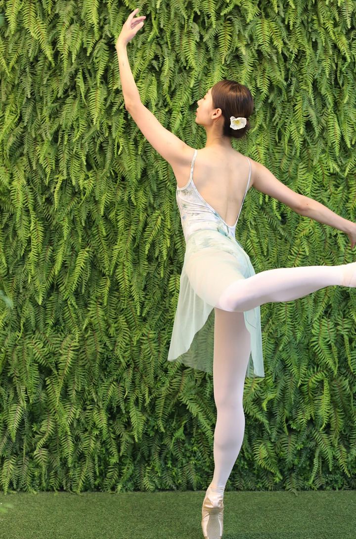 Releve Splendid floral ballet leotard GREEN