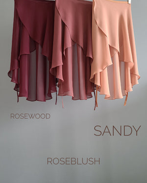 SISSONE WEAR High low chiffon ballet wrap skirt ROSEWOOD / ROSEBLUSH / SANDY
